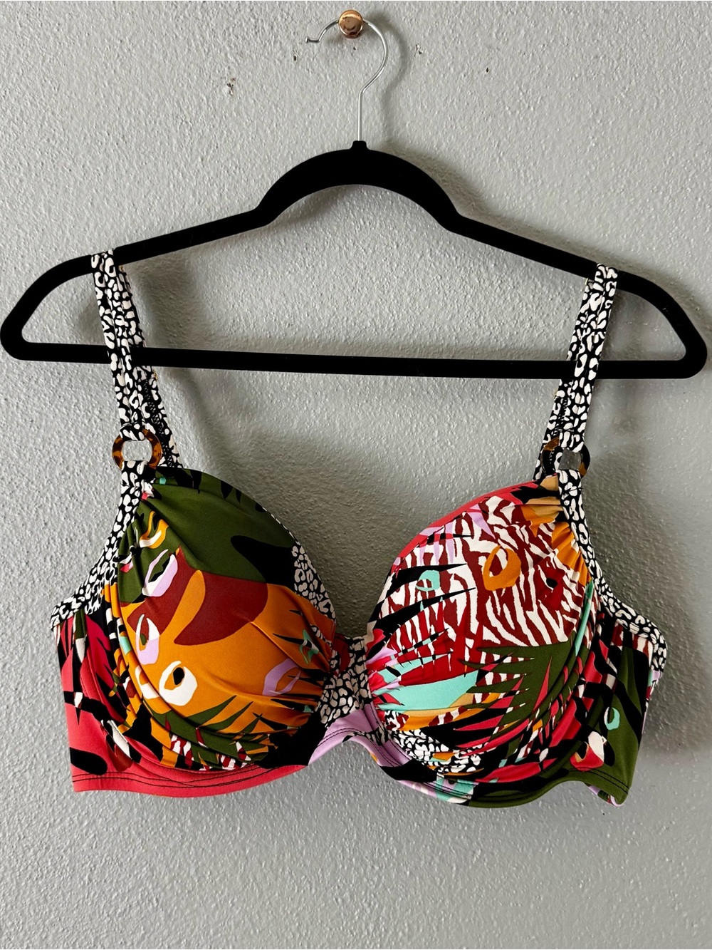 Bleu Rod Beattie Tropical Print Underwire Bra - Green, Red, Orange, Pink